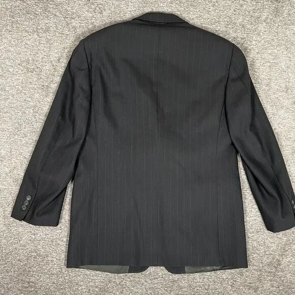 Corneliani Blazer Mens Size 50 (US 40) Black Gray‎ Pinstripe 2 Button Coat ITALY